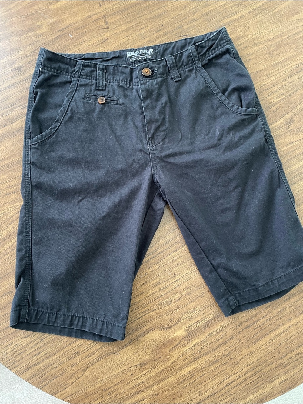Black Cotton Bermuda Shorts